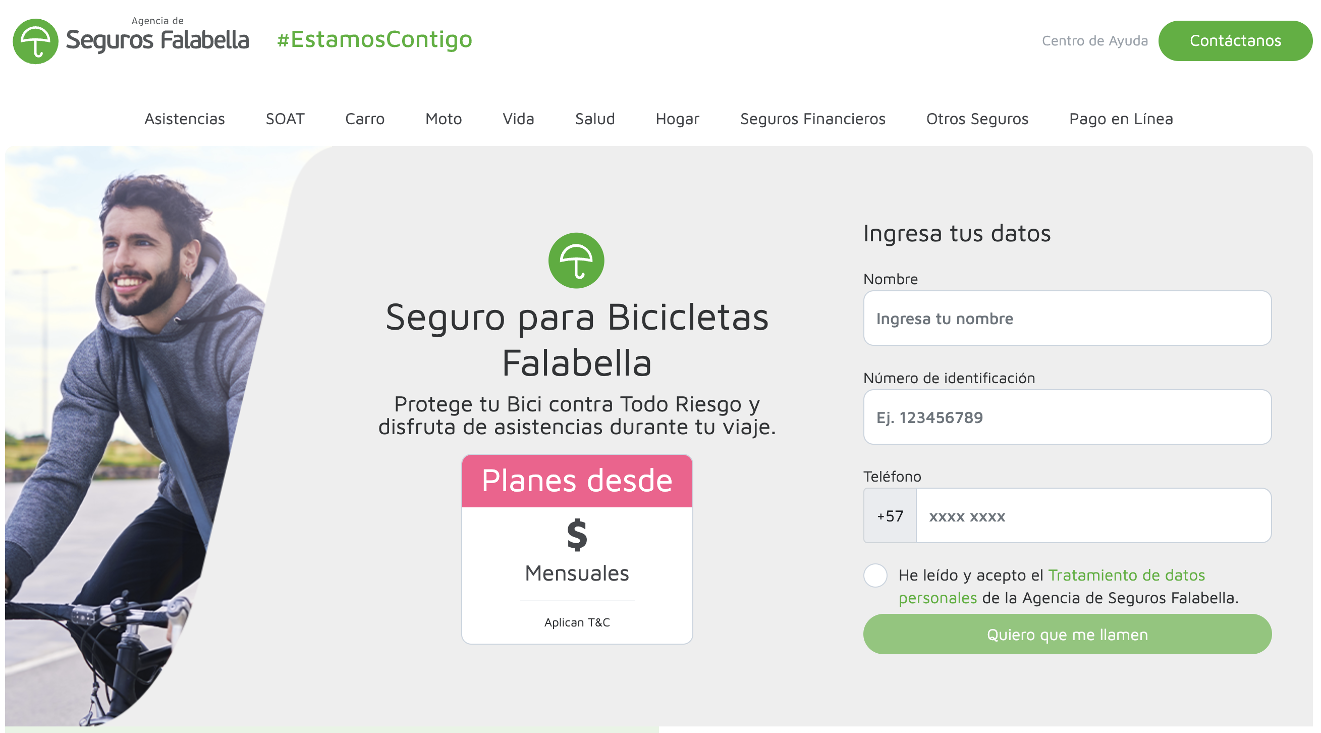 Seguro para bicicleta de Seguros Falabella.